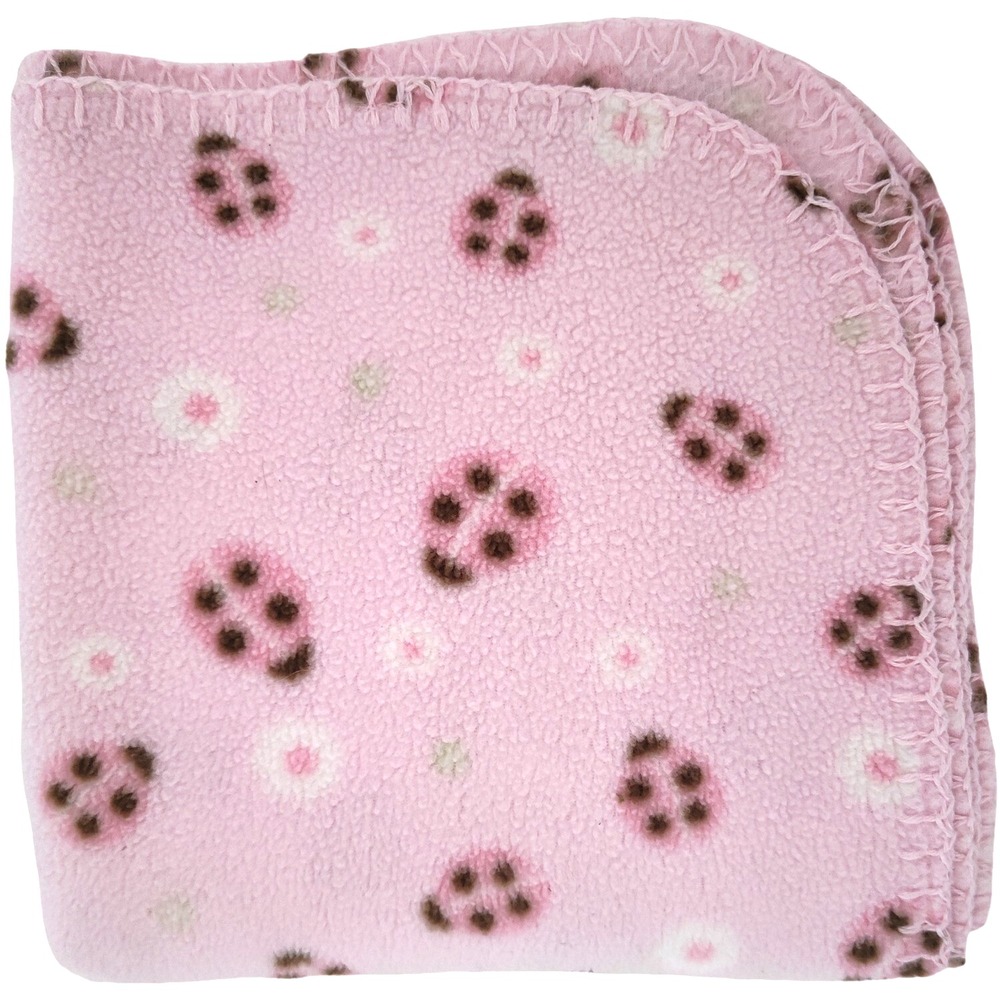 Just Born Pink Ladybug Baby Blanket HTF Soft‎ Fleece Flower Security Lovey